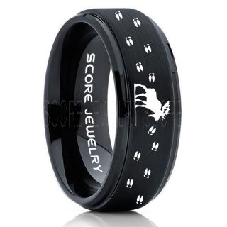 Moose Ring, Moose Hunting Ring, Black Tungsten Ring, Black Wedding Band, Hunting Ring, Moose Tracks Wedding Band, Moose Tracks Ring