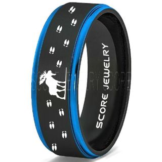 Moose Ring, Moose Hunting Ring, Black Tungsten Ring, Black Wedding Band, Hunting Ring, Moose Tracks Wedding Band, Moose Tracks Ring