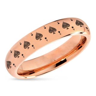 Ace of Spades Ring, Poker Ring, Blackjack Ring, Casino Ring, Joker Ring, Joker Card Suit Ring, Poker Wedding Ring, 14K Rose Gold Tungsten Poker Ring, Card Suit Wedding Band