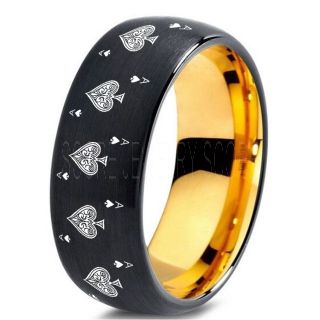 Ace of Spades Ring, Poker Ring, Blackjack Ring, Casino Ring, Joker Ring, Joker Card Suit Ring, Poker Wedding Ring, Black Poker Ring, Card Suit Wedding Band