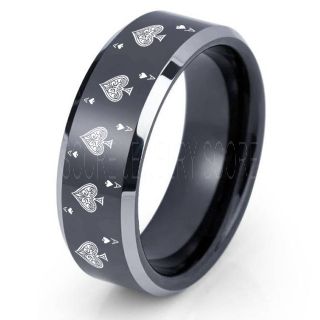 Ace of Spades Ring, Poker Ring, Blackjack Ring, Casino Ring, Joker Ring, Joker Card Suit Ring, Poker Wedding Ring, Black Poker Ring, Card Suit Wedding Band