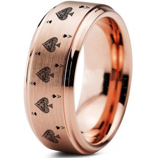 Ace of Spades Ring, Poker Ring, Blackjack Ring, Casino Ring, Joker Ring, Joker Card Suit Ring, Poker Wedding Ring, Rose Gold Poker Ring, Card Suit Wedding Band