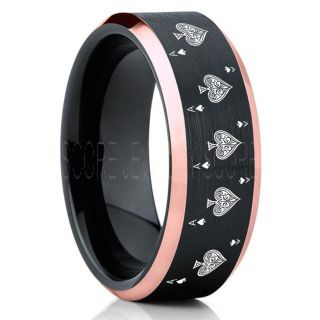 Ace of Spades Ring, Poker Ring, Blackjack Ring, Casino Ring, Joker Ring, Joker Card Suit Ring, Poker Wedding Ring, Black Poker Ring, Card Suit Wedding Band