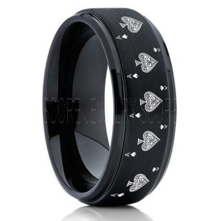 Ace of Spades Ring, Poker Ring, Blackjack Ring, Casino Ring, Joker Ring, Joker Card Suit Ring, Poker Wedding Ring, Black Poker Ring, Card Suit Wedding Band