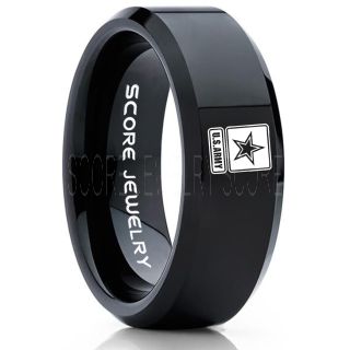 United States Army Ring, United States Army Wedding Ring, 8mm Black Tungsten Ring, Black Wedding Band, Black Tungsten Band, Military Ring, United States Army