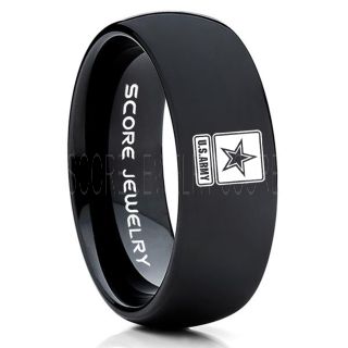 United States Army Ring, United States Army Wedding Ring, 8mm Black Tungsten Ring, Black Wedding Band, Black Tungsten Band, Military Ring, United States Army