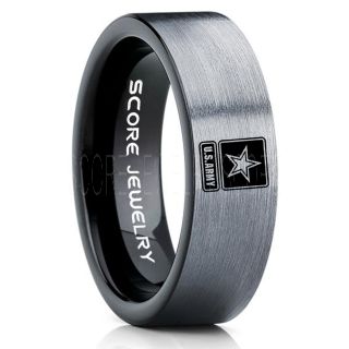 United States Army Ring, United States Army Wedding Ring, 8mm Black Tungsten Ring, Black Wedding Band, Black Tungsten Band, Military Ring, United States Army