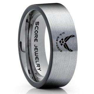 U.S. Air Force Ring, U.S. Air Force Wedding Ring, 8mm Silver Tungsten Ring, Silver Wedding Band, Silver Tungsten Band, Military Ring, U.S. Air Force