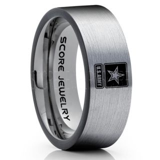 United States Army Ring, United States Army Wedding Ring, 8mm Silver Tungsten Ring, Silver Wedding Band, Silver Tungsten Band, Military Ring, United States Army