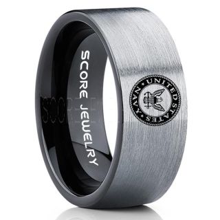 United States Navy Ring, United States Navy Wedding Ring, 10mm Black Tungsten Ring, Black Wedding Band, Black Tungsten Band, Military Ring, United States Navy