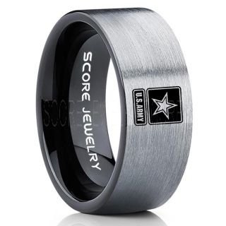 United States Army Ring, United States Army Wedding Ring, 10mm Black Tungsten Ring, Black Wedding Band, Black Tungsten Band, Military Ring, United States Army