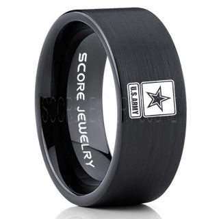United States Army Ring, United States Army Wedding Ring, 10mm Black Tungsten Ring, Black Wedding Band, Black Tungsten Band, Military Ring, United States Army