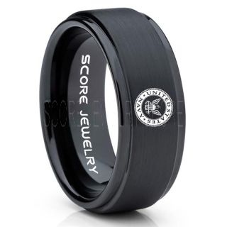 United States Navy Ring, United States Navy Wedding Ring, 8mm Black Tungsten Ring, Black Wedding Band, Black Tungsten Band, Military Ring, United States Navy