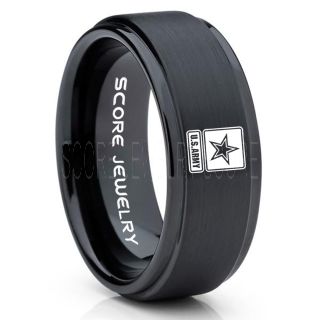 United States Army Ring, United States Army Wedding Ring, 8mm Black Tungsten Ring, Black Wedding Band, Black Tungsten Band, Military Ring, United States Army