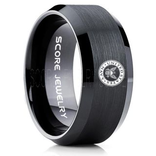United States Navy Ring, United States Navy Wedding Ring, 8mm Black Tungsten Ring, Black Wedding Band, Black Tungsten Band, Military Ring, United States Navy