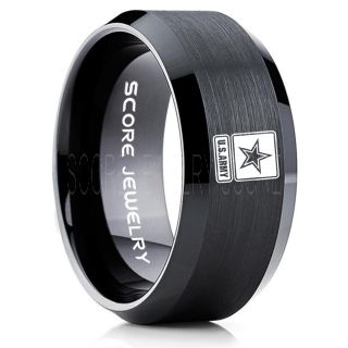 United States Army Ring, United States Army Wedding Ring, 10mm Black Tungsten Ring, Black Wedding Band, Black Tungsten Band, Military Ring, United States Army