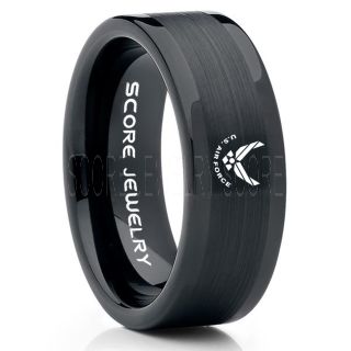 U.S. Air Force Ring, U.S. Air Force Wedding Ring, 8mm Black Tungsten Ring, Black Wedding Band, Black Tungsten Band, Military Ring, U.S. Air Force