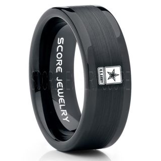 United States Army Ring, United States Army Wedding Ring, 8mm Black Tungsten Ring, Black Wedding Band, Black Tungsten Band, Military Ring, United States Army