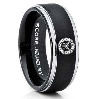 United States Navy Ring, United States Navy Wedding Ring, 8mm Black Tungsten Ring, Black Wedding Band, Black Tungsten Band, Military Ring, United States Navy