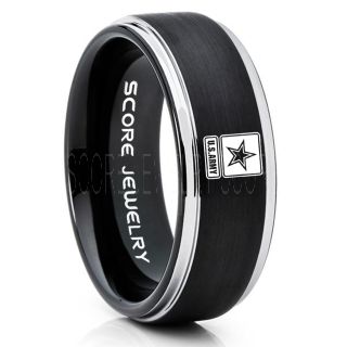 United States Army Ring, United States Army Wedding Ring, 8mm Black Tungsten Ring, Black Wedding Band, Black Tungsten Band, Military Ring, United States Army