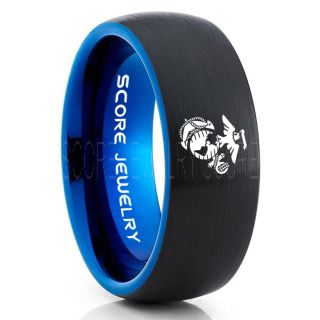 Marines Ring, United States Marine Corps Ring, 8mm Black Tungsten Ring, Black Wedding Band, Black Tungsten Band, Military Ring, United States Marine Corps