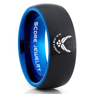 U.S. Air Force Ring, U.S. Air Force Wedding Ring, 8mm Black Tungsten Ring, Black Wedding Band, Black Tungsten Band, Military Ring, U.S. Air Force