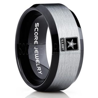 United States Army Ring, United States Army Wedding Ring, 10mm Black Tungsten Ring, Black Wedding Band, Black Tungsten Band, Military Ring, United States Army