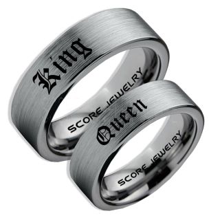King and Queen Rings, King & Queen Rings, King Queen Wedding Rings, King Queen Wedding Bands, King Ring, Queen Ring, Matching Ring Set, 2 Piece Couple Set Silver Tungsten Rings, King & Queen Rings