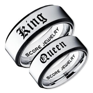 King and Queen Rings, King & Queen Rings, King Queen Wedding Rings, King Queen Wedding Bands, King Ring, Queen Ring, Matching Ring Set, 2 Piece Couple Set Silver Tungsten Rings, King & Queen Rings
