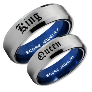 King and Queen Rings, King & Queen Rings, King Queen Wedding Rings, King Queen Wedding Bands, King Ring, Queen Ring, Matching Ring Set, 2 Piece Couple Set Silver Tungsten Rings, King & Queen Rings