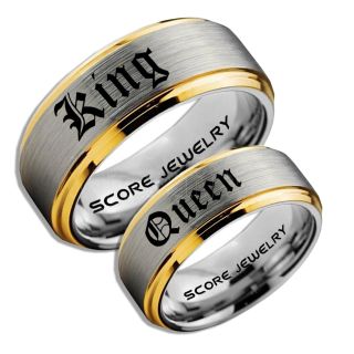 King and Queen Rings, King & Queen Rings, King Queen Wedding Rings, King Queen Wedding Bands, King Ring, Queen Ring, Matching Ring Set, 2 Piece Couple Set Silver Tungsten Rings, King & Queen Rings