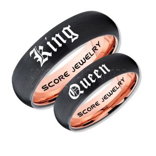 King and Queen Rings, King & Queen Rings, King Queen Wedding Ring, King Queen Wedding Bands, King Ring, Queen Ring, Matching Ring Set, 2 Piece Couple Set Black Tungsten Rings, King & Queen Rings