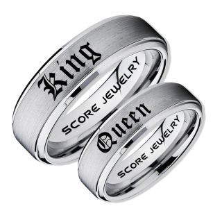 King and Queen Rings, King & Queen Rings, King Queen Wedding Rings, King Queen Wedding Bands, King Ring, Queen Ring, Matching Ring Set, 2 Piece Couple Set Silver Tungsten Rings, King & Queen Rings
