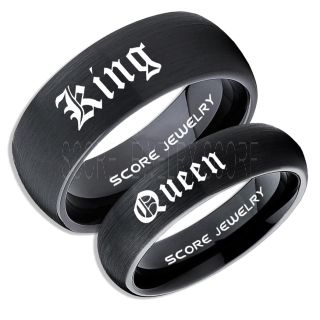 King and Queen Rings, King & Queen Rings, King Queen Wedding Ring, King Queen Wedding Bands, King Ring, Queen Ring, Matching Ring Set, 2 Piece Couple Set Black Tungsten Rings, King & Queen Rings