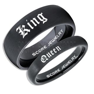 King and Queen Rings, King & Queen Rings, King Queen Wedding Ring, King Queen Wedding Bands, King Ring, Queen Ring, Matching Ring Set, 2 Piece Couple Set Black Tungsten Rings, King & Queen Rings