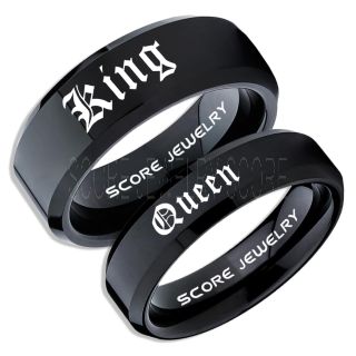 King and Queen Rings, King & Queen Rings, King Queen Wedding Ring, King Queen Wedding Bands, King Ring, Queen Ring, Matching Ring Set, 2 Piece Couple Set Black Tungsten Rings, King & Queen Rings