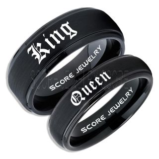 King and Queen Rings, King & Queen Rings, King Queen Wedding Ring, King Queen Wedding Bands, King Ring, Queen Ring, Matching Ring Set, 2 Piece Couple Set Black Tungsten Rings, King & Queen Rings