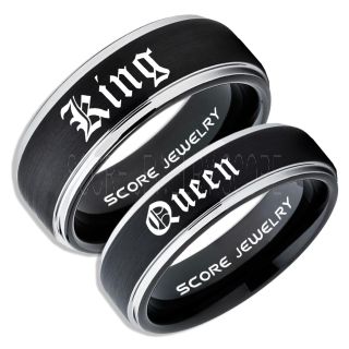 King and Queen Rings, King & Queen Rings, King Queen Wedding Ring, King Queen Wedding Bands, King Ring, Queen Ring, Matching Ring Set, 2 Piece Couple Set Black Tungsten Rings, King & Queen Rings