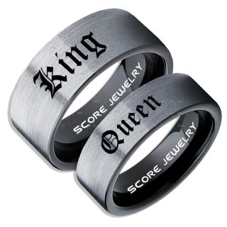 King and Queen Rings, King & Queen Rings, King Queen Wedding Ring, King Queen Wedding Bands, King Ring, Queen Ring, Matching Ring Set, 2 Piece Couple Set Black Tungsten Rings, King & Queen Rings