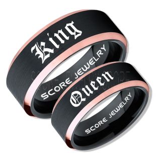 King and Queen Rings, King & Queen Rings, King Queen Wedding Ring, King Queen Wedding Bands, King Ring, Queen Ring, Matching Ring Set, 2 Piece Couple Set Black Tungsten Rings, King & Queen Rings