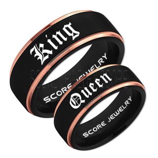 King and Queen Rings, King & Queen Rings, King Queen Wedding Ring, King Queen Wedding Bands, King Ring, Queen Ring, Matching Ring Set, 2 Piece Couple Set Black Tungsten Rings, King & Queen Rings