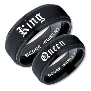 King and Queen Rings, King & Queen Rings, King Queen Wedding Ring, King Queen Wedding Bands, King Ring, Queen Ring, Matching Ring Set, 2 Piece Couple Set Black Tungsten Rings, King & Queen Rings