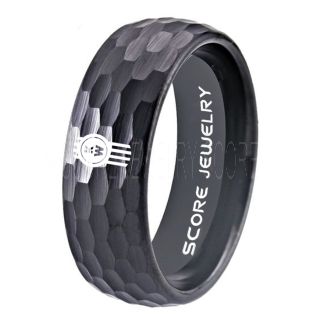Kenworth Truck Ring, Kenworth  Ring, Black Tungsten Ring, Black Wedding Band, Black Hammered Tungsten Wedding Ring, Truck Ring, Engine Ring, Kenworth Wedding Ring