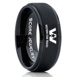 Western Star Truck Ring, Western Star Ring, Black Tungsten Ring, Black Wedding Band, Black Tungsten Wedding Ring, Truck Ring, Engine Ring, Western Star Wedding Ring