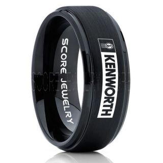 Kenworth Truck Ring, Kenworth  Ring, Black Tungsten Ring, Black Wedding Band, Black Tungsten Wedding Ring, Truck Ring, Engine Ring, Kenworth Wedding Ring