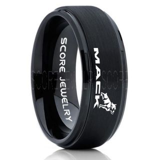 Mack Trucks Ring, Mack Ring, Black Tungsten Ring, Black Wedding Band, Black Tungsten Wedding Ring, Truck Ring, Engine Ring, Mack Wedding Ring