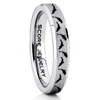 Dolphins Ring, Dolphin Wedding Ring, Dolphin Wedding Band, Marine Life Ring, Bottlenose Dolphins Ring, Dolphin Pod Silver Tungsten Ring, Silver Wedding Band, Ocean Life Wedding Band