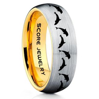 Dolphins Ring, Dolphin Wedding Ring, Dolphin Wedding Band, Marine Life Ring, Bottlenose Dolphins Ring, Dolphin Pod Silver Tungsten Ring, Silver Wedding Band, Ocean Life Wedding Band