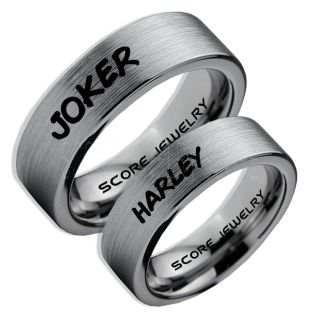 2 Piece Couple Set Joker and Harley Rings, Cosplay Ring, Silver Joker and Harley Rings, Joker & Harley Rings, Joker Harley Rings, Joker Rings, Joker and Harley Jewelry, Silver Tungsten Rings