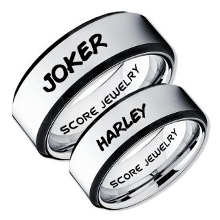 2 Piece Couple Set Joker and Harley Rings, Cosplay Ring, Silver Joker and Harley Rings, Joker & Harley Rings, Joker Harley Rings, Joker Rings, Joker and Harley Jewelry, Silver Tungsten Rings